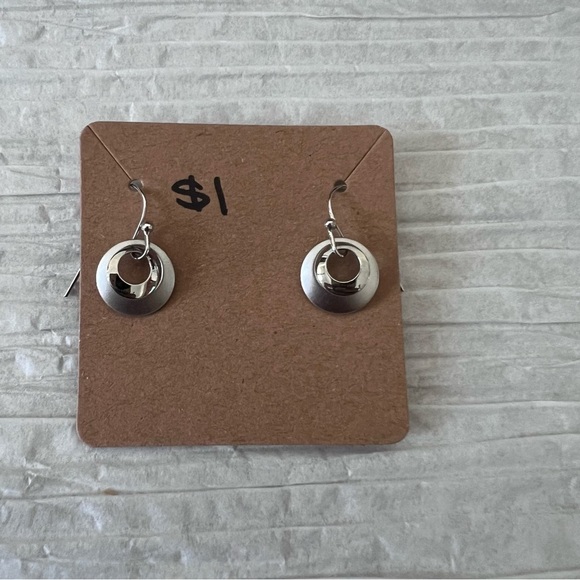 Silver Circle Dangly Earrings - Picture 1 of 1
